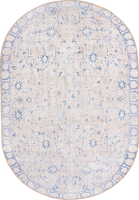 Beige 8' x 10' 6 Timeless Washable Oval Rug