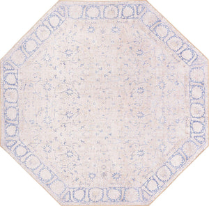 Washable Beige 7' 6 x 7' 6 Timeless Octagon Area Rug Easy to Clean Stain Resistant & Durable Traditional Classic Vintage Design Carpet for Sale at Rug Engine