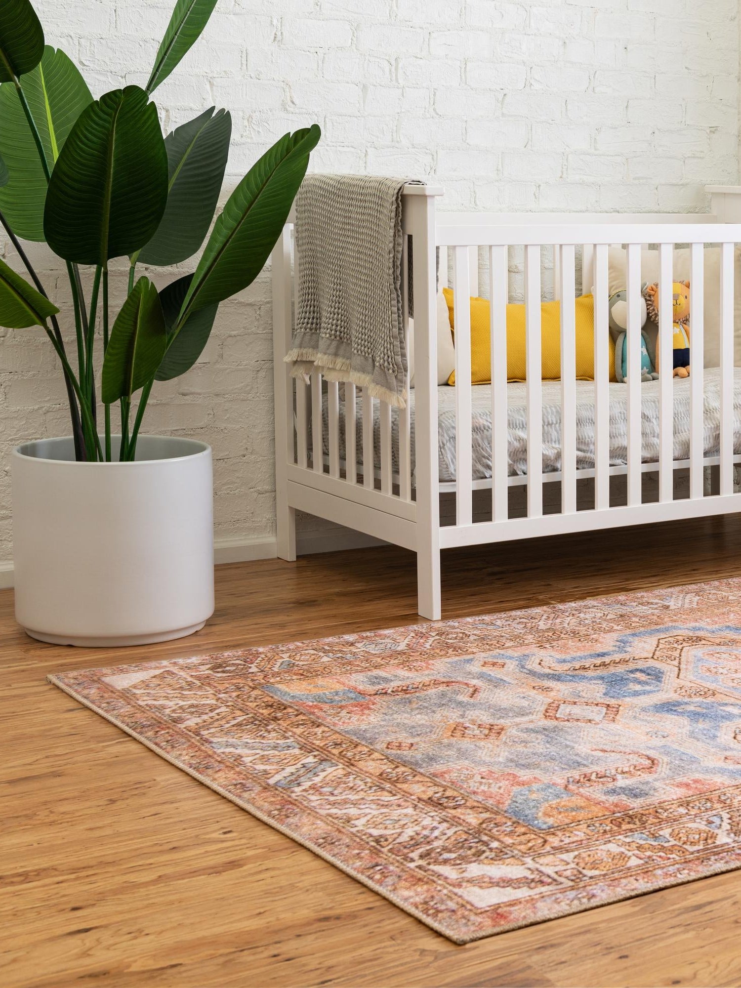 Washable Blue 3' 6 x 5' 6 Timeless Rectangle Area Rug Easy to Clean Stain Resistant & Durable Traditional Classic Vintage Design Carpet for Sale at Rug Engine