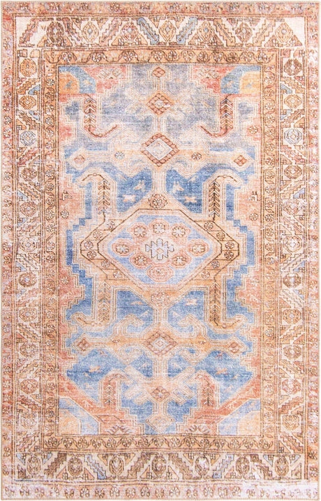 Blue 5' x 8' Timeless Washable Rectangle Rug