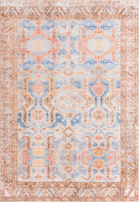 Blue 8' 4 x 12' Timeless Washable Rectangle Rug