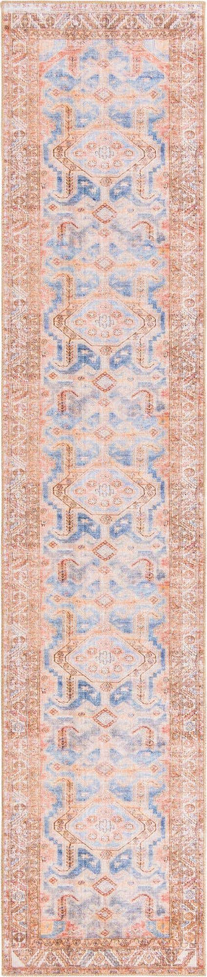 Blue 2' 6 x 12' Timeless Washable Runner Rug