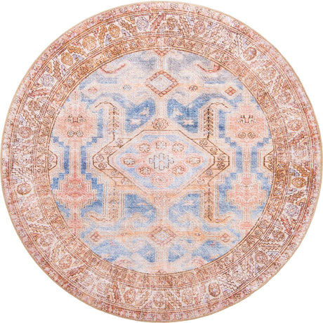 Blue 4' x 4' Timeless Washable Round Rug