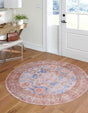 Blue 5' x 5' Timeless Washable Round Rug