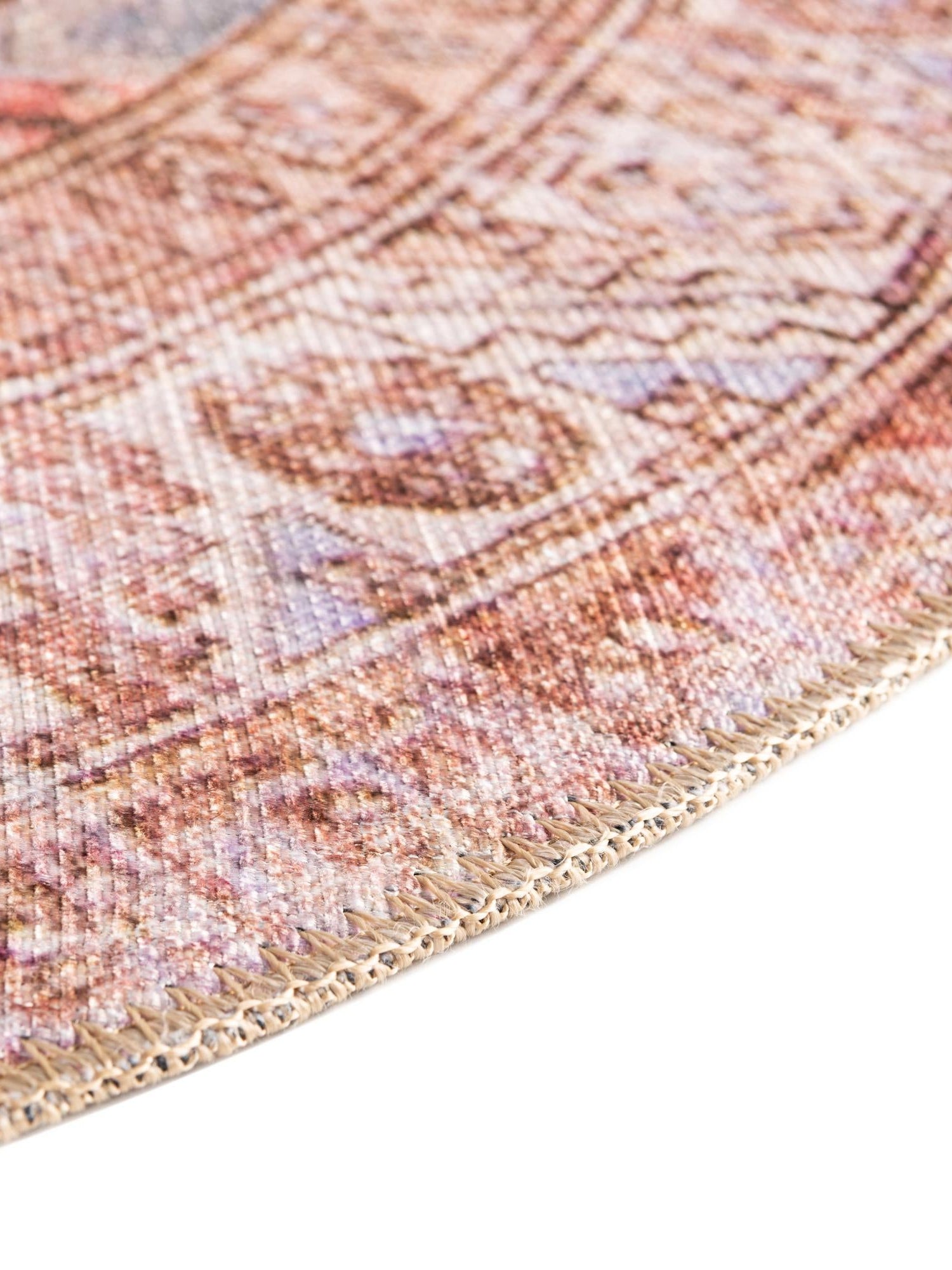 Washable Blue 5' x 5' Timeless Round Area Rug Easy to Clean Stain Resistant & Durable