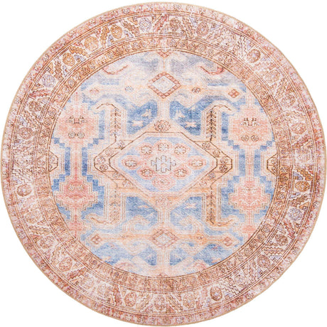 Blue 5' x 5' Timeless Washable Round Rug