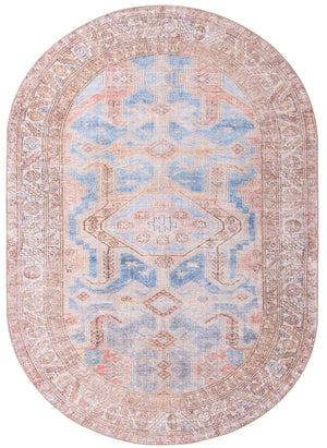 Blue 8' x 10' 6 Timeless Washable Oval Rug