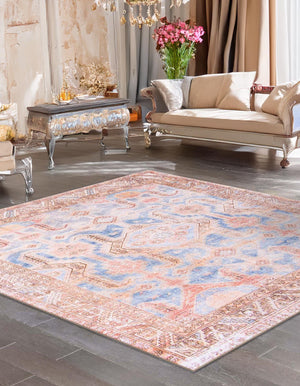 Blue 8' x 8' Timeless Washable Square Rug