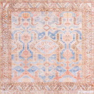 Blue 8' x 8' Timeless Washable Square Rug