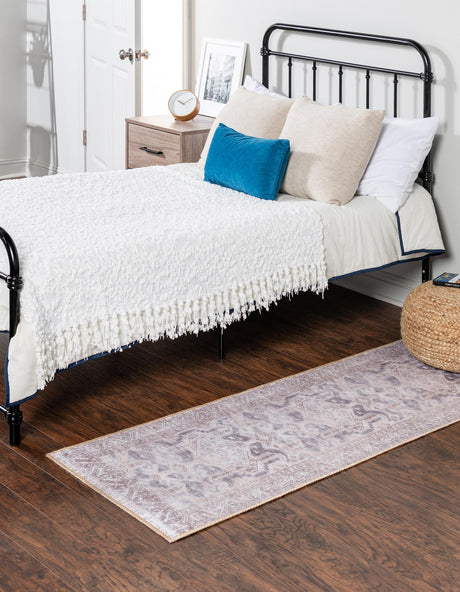 Washable Gray 2' 6 x 12' Timeless Runner Area Rug Easy to Clean Stain Resistant & Durable Traditional Classic Vintage Design Carpet for Sale at Rug Engine
