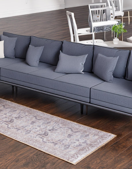 Washable Gray 2' x 6' Timeless Runner Area Rug Easy to Clean Stain Resistant & Durable Traditional Classic Vintage Design Carpet for Sale at Rug Engine