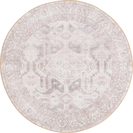 Gray 4' x 4' Timeless Washable Round Rug