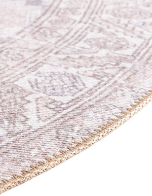 Washable Gray 5' x 5' Timeless Round Area Rug Easy to Clean Stain Resistant & Durable Traditional Classic Vintage Design Carpet for Sale at Rug Engine