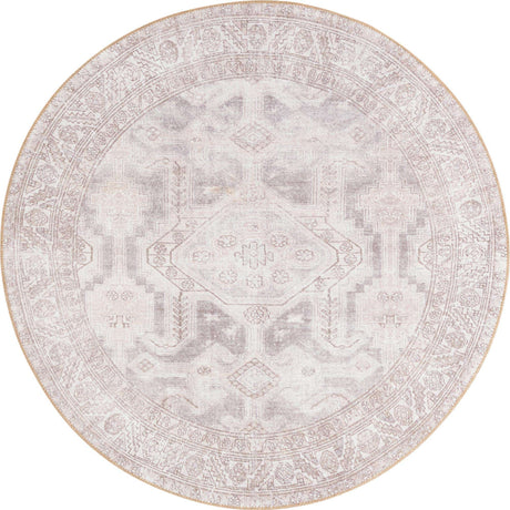 Gray 5' x 5' Timeless Washable Round Rug