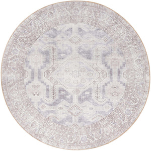 Gray 8' x 8' Timeless Washable Round Rug