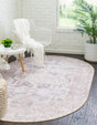 Washable Gray 7' 6 x 10' 6 Timeless Oval Area Rug Easy to Clean Stain Resistant & Durable Traditional Classic Vintage Design Carpet for Sale at Rug Engine