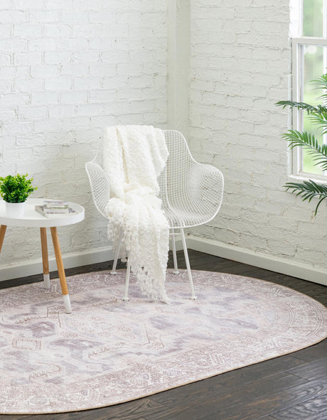Washable Gray 7' 6 x 10' 6 Timeless Oval Area Rug Easy to Clean Stain Resistant & Durable Traditional Classic Vintage Design Carpet for Sale at Rug Engine