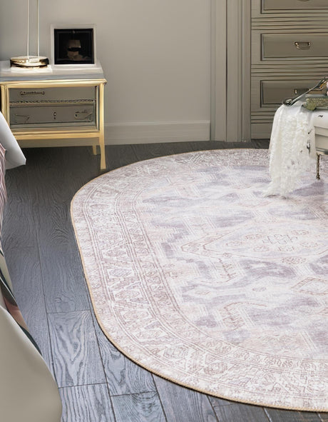 Washable Gray 2' x 3' 1 Timeless Oval Area Rug Easy to Clean Stain Resistant & Durable Traditional Classic Vintage Design Carpet for Sale at Rug Engine
