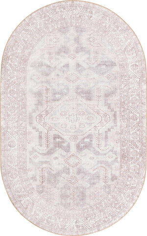 Gray 5' x 8' Timeless Washable Oval Rug