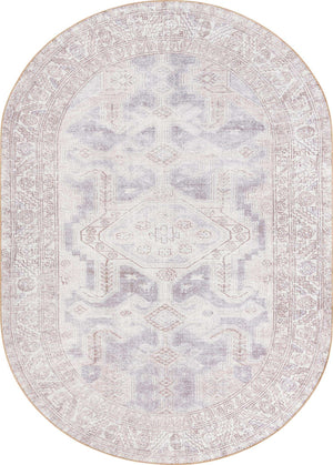 Washable Gray 7' 6 x 10' 6 Timeless Oval Area Rug Easy to Clean Stain Resistant & Durable Traditional Classic Vintage Design Carpet for Sale at Rug Engine