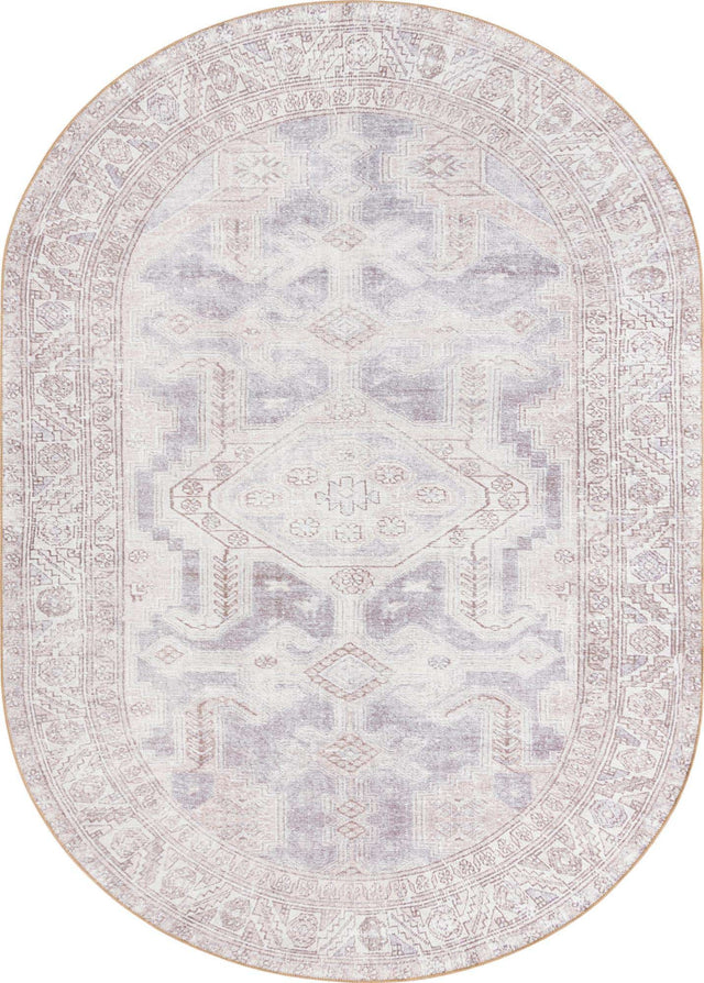 Washable Gray 7' 6 x 10' 6 Timeless Oval Area Rug Easy to Clean Stain Resistant & Durable Traditional Classic Vintage Design Carpet for Sale at Rug Engine