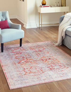 Washable Rust Red 5' x 8' Timeless Rectangle Area Rug Easy to Clean Stain Resistant & Durable Traditional Classic Vintage Design Carpet for Sale at Rug Engine
