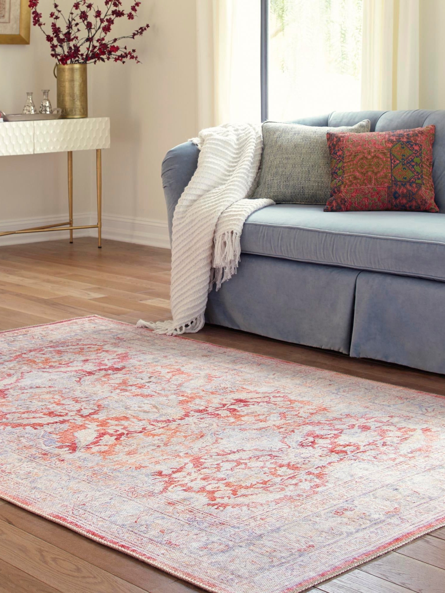 Washable Rust Red 3' 6 x 5' 6 Timeless Rectangle Area Rug Easy to Clean Stain Resistant & Durable Traditional Classic Vintage Design Carpet for Sale at Rug Engine