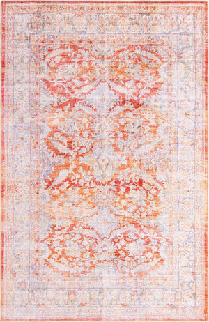 Washable Rust Red 5' x 8' Timeless Rectangle Area Rug Easy to Clean Stain Resistant & Durable Traditional Classic Vintage Design Carpet for Sale at Rug Engine