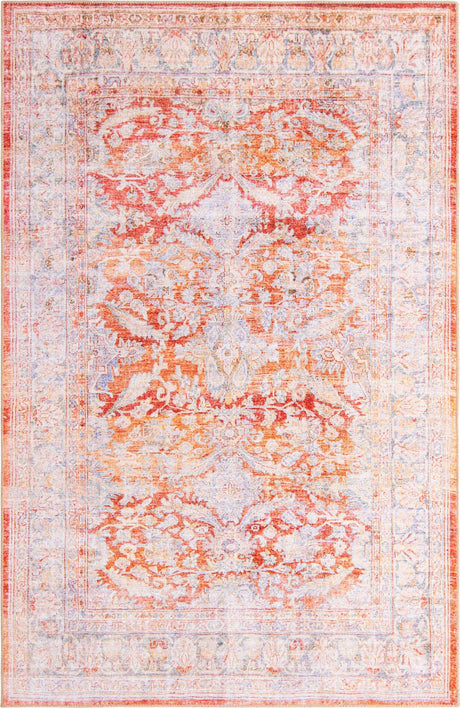Rust Red 5' x 8' Timeless Washable Rectangle Rug