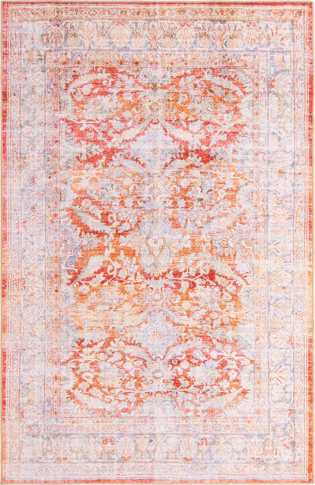 Washable Rust Red 5' x 8' Timeless Rectangle Area Rug Easy to Clean Stain Resistant & Durable Traditional Classic Vintage Design Carpet for Sale at Rug Engine
