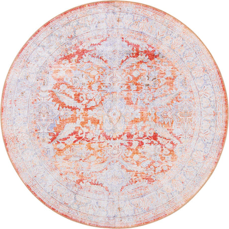 Rust Red 4' x 4' Timeless Washable Round Rug