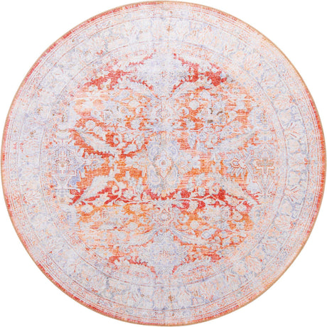 Rust Red 5' x 5' Timeless Washable Round Rug