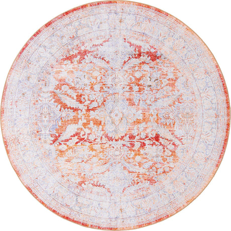 Rust Red 8' x 8' Timeless Washable Round Rug