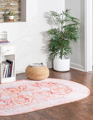 Washable Rust Red 2' x 3' 1 Timeless Oval Area Rug Easy to Clean Stain Resistant & Durable Traditional Classic Vintage Design Carpet for Sale at Rug Engine