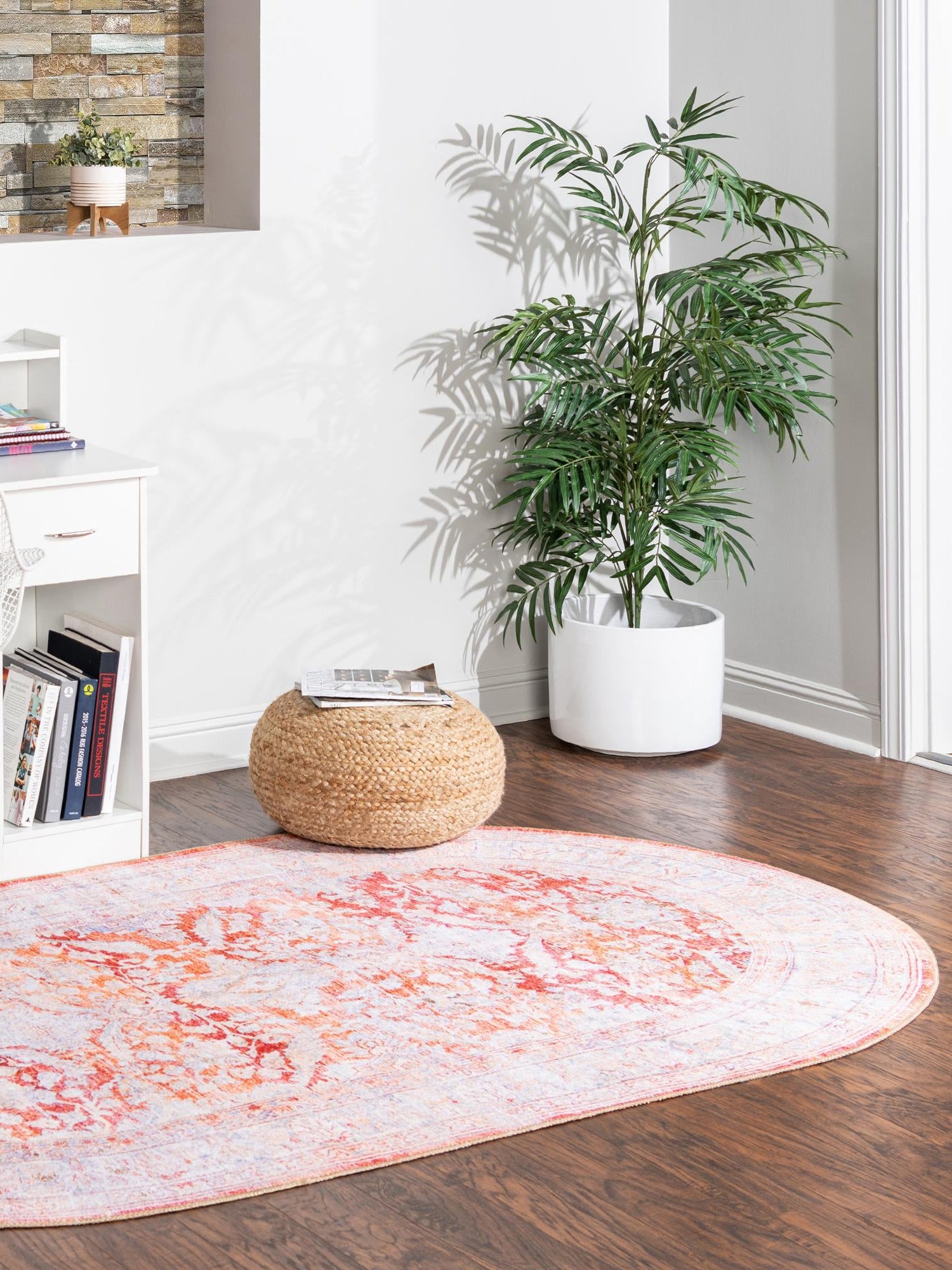 Washable Rust Red 5' x 8' Timeless Oval Area Rug Easy to Clean Stain Resistant & Durable Traditional Classic Vintage Design Carpet for Sale at Rug Engine
