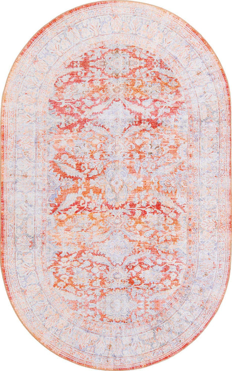 Rust Red 5' x 8' Timeless Washable Oval Rug