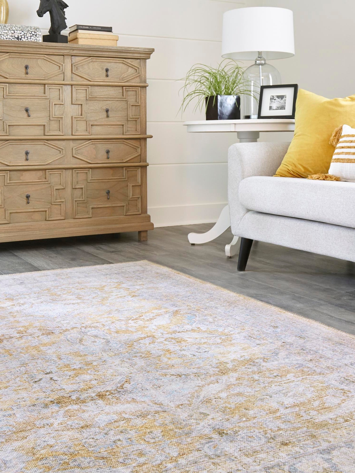 Washable Yellow 8' 4 x 12' Timeless Rectangle Area Rug Easy to Clean Stain Resistant & Durable Traditional Classic Vintage Design Carpet for Sale at Rug Engine