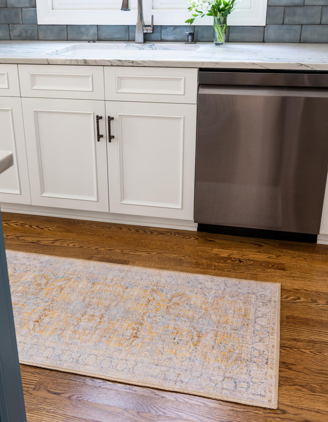 Yellow 2' x 6' Timeless Washable Runner Rug