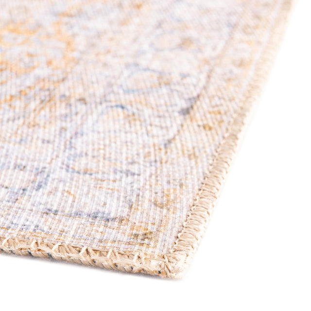 Washable Yellow 2' 6 x 12' Timeless Runner Area Rug Easy to Clean Stain Resistant & Durable Traditional Classic Vintage Design Carpet for Sale at Rug Engine