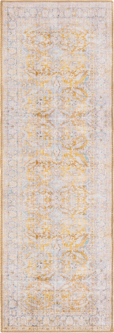 Yellow 2' x 6' Timeless Washable Runner Rug