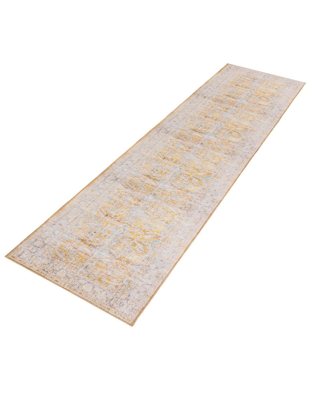 Washable Yellow 2' 6 x 12' Timeless Runner Area Rug Easy to Clean Stain Resistant & Durable Traditional Classic Vintage Design Carpet for Sale at Rug Engine