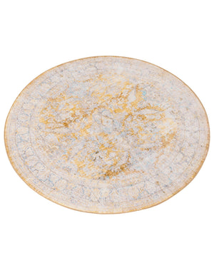 Washable Yellow 3' 6 x 3' 6 Timeless Round Area Rug Easy to Clean Stain Resistant & Durable Traditional Classic Vintage Design Carpet for Sale at Rug Engine