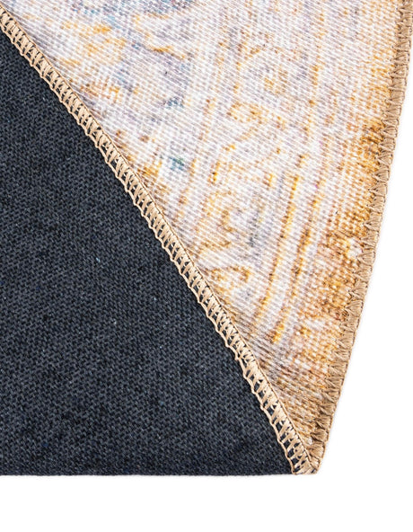 Washable Yellow 5' x 8' Timeless Oval Area Rug Easy to Clean Stain Resistant & Durable Traditional Classic Vintage Design Carpet for Sale at Rug Engine