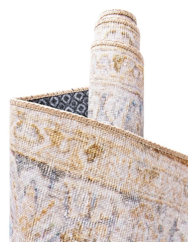 Washable Yellow 5' x 8' Timeless Oval Area Rug Easy to Clean Stain Resistant & Durable Traditional Classic Vintage Design Carpet for Sale at Rug Engine