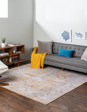 Yellow 8' x 8' Timeless Washable Square Rug