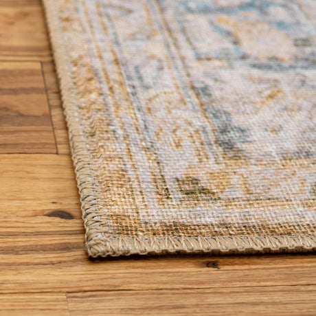 Washable Yellow 7' 6 x 7' 6 Timeless Square Area Rug Easy to Clean Stain Resistant & Durable Traditional Classic Vintage Design Carpet for Sale at Rug Engine