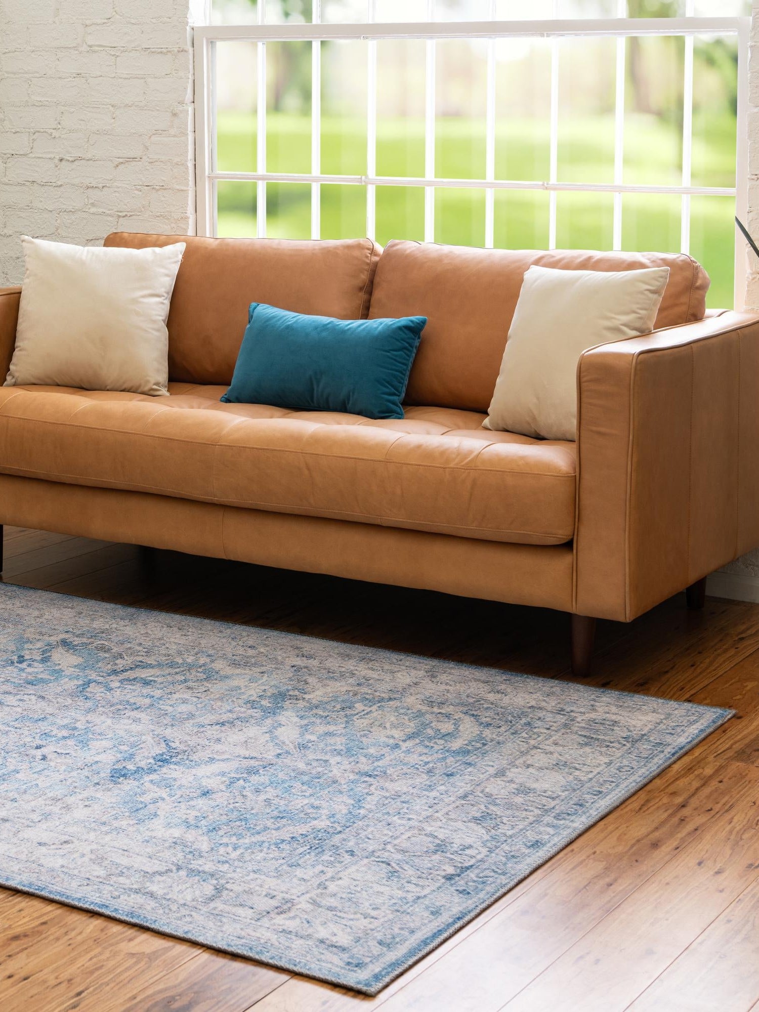 Washable Blue 2' x 3' Timeless Rectangle Area Rug Easy to Clean Stain Resistant & Durable Traditional Classic Vintage Design Carpet for Sale at Rug Engine