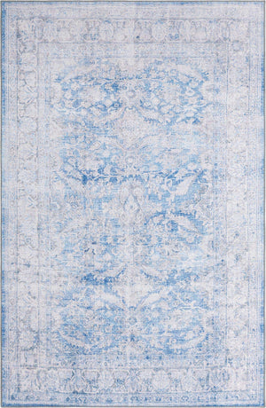 Blue 5' x 8' Timeless Washable Rectangle Rug