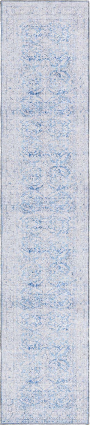 Blue 2' 6 x 12' Timeless Washable Runner Rug