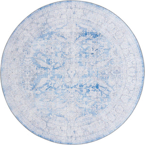Blue 8' x 8' Timeless Washable Round Rug